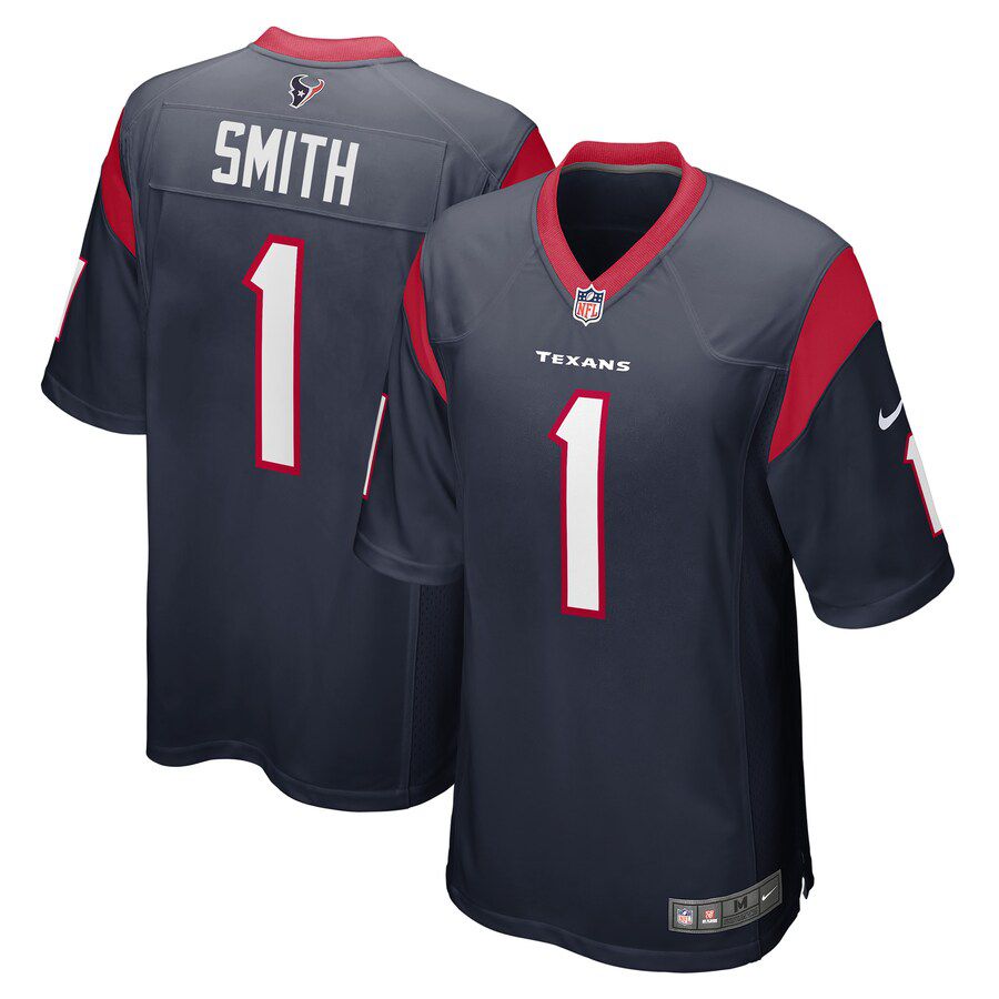 Men Houston Texans 1 Tremon Smith Nike Navy Team Game Player NFL Jersey